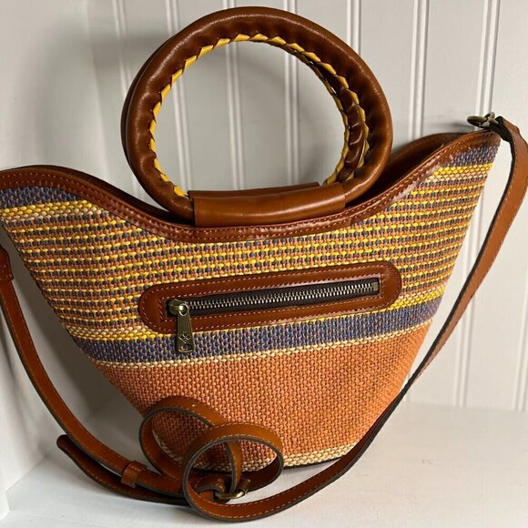 Patricia Nash Gianna Woven Multicolor Satchel Crossbody NWT - Picture 4 of 9